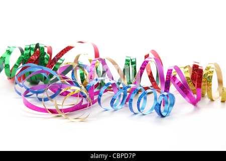 colorful streamers on white background Stock Photo - Alamy