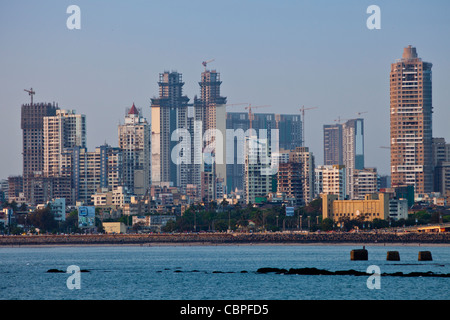 Developing business district shows economic growth by Imperial twin towers in Tardeo South Mumbai, India from Nariman Point Stock Photo