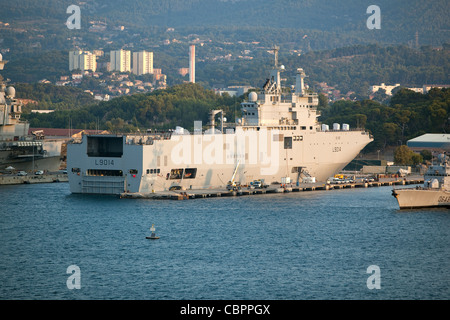 Tonnerre (L9014) - amphibious assault helicopter carrier of the French navy at the French naval base at Toulon France Stock Photo