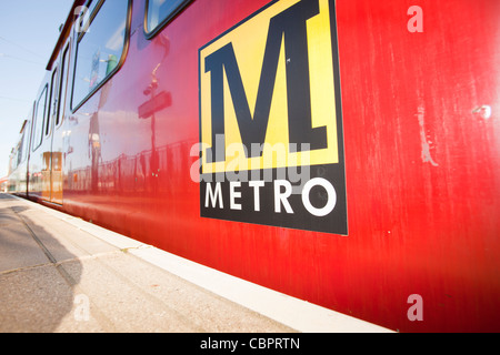 A Metro train at Sunderland train station, North East, UK. Stock Photo