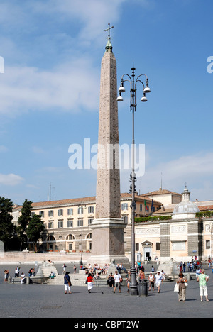 Piazza del Popolo in Rome with the Obelisk Flaminio. Stock Photo
