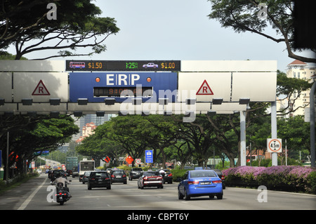 ERP (Electronic Road Pricing) in operation, Singapore. Stock Photo