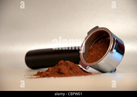 Filter holder with espresso coffee Stock Photo
