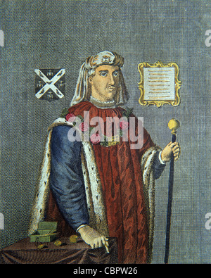 Henry Fitz Ailwin, aka Eylwin, Fitz-Ailwyn or Fitz-Ailwin, First Lord Mayor of London (Mayor 1180-1212). Portrait Dressed in Mayor's Costume. Vintage Illustration or Engraving Stock Photo