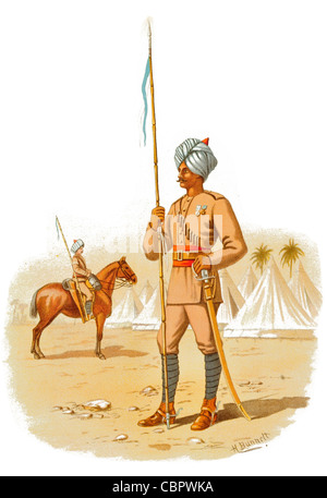 The 13th Bengal Lancers tent camp spear lance British Indian Army Raj India Bengal Madras Bombay warfare combat armed forces Stock Photo