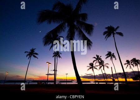 Ala Moana Beach Park, Waikiki, Honolulu, Oahu, Hawaii Stock Photo