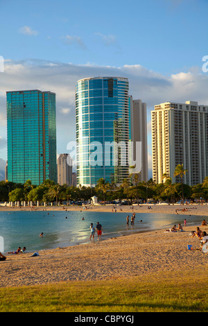 Ala Moana Beach Park, Waikiki, Honolulu, Oahu, Hawaii Stock Photo