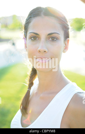 MR Portait of attractive young spanish woman in nature Stock Photo