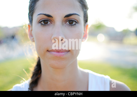 MR Portait of attractive young spanish woman in nature Stock Photo