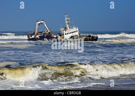 Shipwreck Zeila near Henties Bay, Skeleton Coast, Namibia Stock Photo