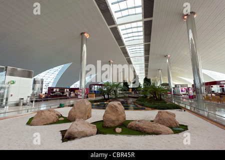 Japanese garden in Terminal 3 at airport in Dubai in United Arab Emirates Stock Photo