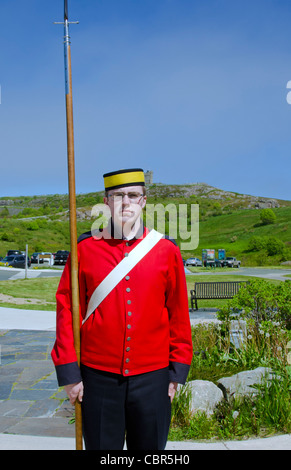 Young man in Signal Hill Tattoo Corp in training at St Johns at Cabot Tower in uniform Stock Photo