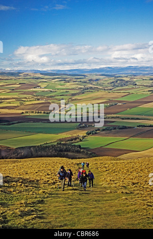 A rambling club ascending West Lomond from the village of Gateside Stock Photo