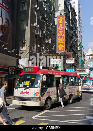 dh Red Public light bus MONG KOK HONG KONG Passenger boarding RMB minibus city street Stock Photo