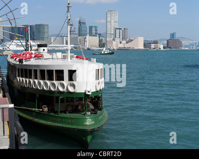 dh  CENTRAL HONG KONG Solar Star ferry at Central Pier 7 habour Tsim sha Tsui harbour green ferryboats terminal Stock Photo