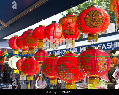 dh  STANLEY MARKET HONG KONG Red Chinese lanterns market stall lantern Stanley markets china hanging outdoor Stock Photo