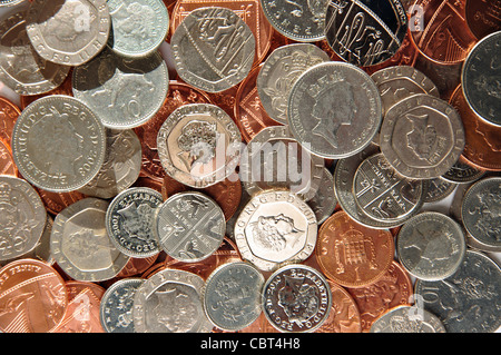 Collection of British coins, Greater London, England, United Kingdom