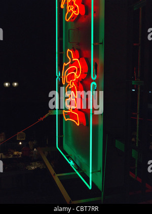 dh  NIGHT HONG KONG Calligraphy sign neon light signs china Stock Photo