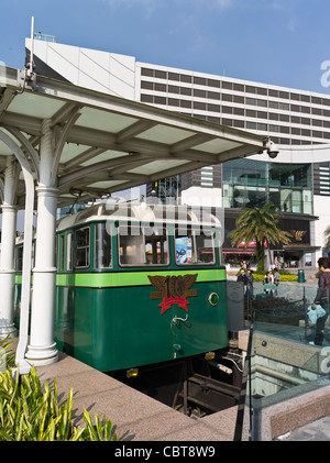 dh  VICTORIA PEAK HONG KONG People Tourist information tram car and Peak Tower tram terminal building Stock Photo