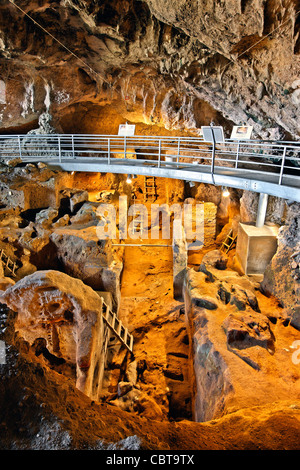 Theopetra cave, a prehistoric site, about 4 km from Meteora, Trikala, Thessaly, Greece Stock Photo