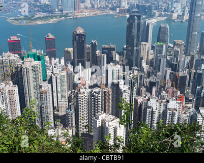 dh Victoria Peak view SHEUNG WAN HONG KONG Skyscraper residential flats office block towers harbour skyscrapers china city tower blocks Stock Photo