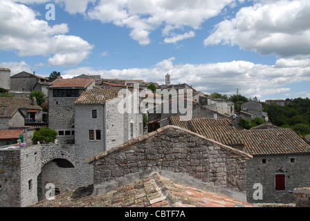 Traditional stone houses of Balazuc, one of Les Plus Beaux Villages de France, one of the most beautiful villages, Ardèche Stock Photo