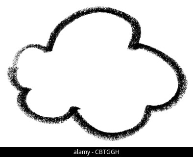 crayon-sketched cloud.shape in white back Stock Photo