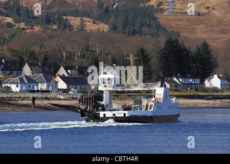 The Corran Ferry crosses Loch Linnhe at the Corran Narrows, south of Fort William. Stock Photo