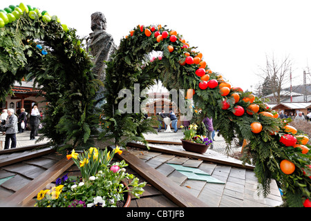Traditional easter tree decoration, Siegsdorf Chiemgau Upper Bavaria Germany Stock Photo