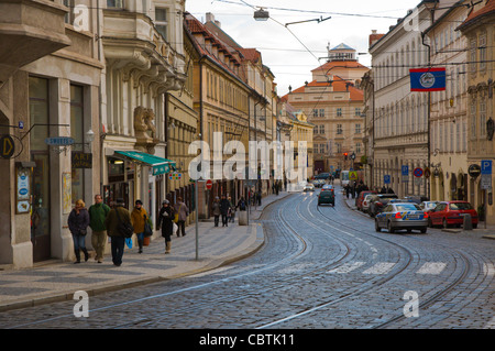 Karmelitska street Mala Strana the Lesser Quarter central Prague Czech Republic Europe Stock Photo