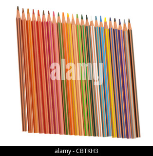 Set of plastic colour pencils. It is isolated on a white background Stock Photo