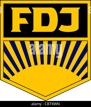 Logo of the GDR youth organization 'Freie Deutsche Jugend'  FDJ. Stock Photo