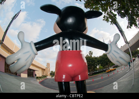 Notorious cartoon character Mickey Mouse statue in Disneyworld hotel, Anaheim, US Stock Photo