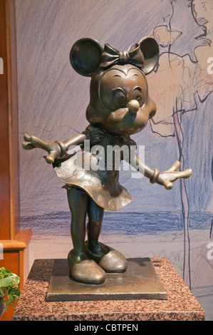 Notorious cartoon character Minnie Mouse statue in Disneyworld hotel, Anaheim, US Stock Photo