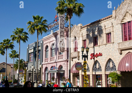 Hollywood Boulevard buildings  and  tourists at Universal Studios Orlando Florida theme park Stock Photo