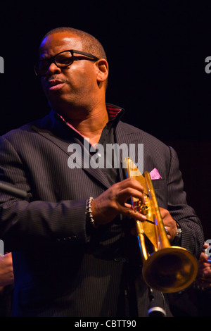 TERENCE BLANCHARD plays trumpet with PONCHO SANCHEZ and his Latin Jazz Band - 54TH MONTEREY JAZZ FESTIVAL 2011 Stock Photo