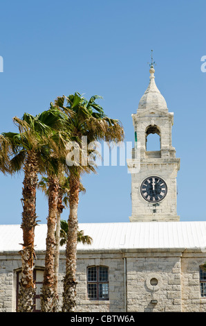 Bermuda. Clock Tower (mall) at the Royal Naval Dockyard, Bermuda. Stock Photo