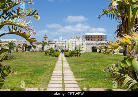 Bermuda. The Commissioner's House from the Victualling Yard at the Royal Naval Dockyard, Bermuda. Stock Photo