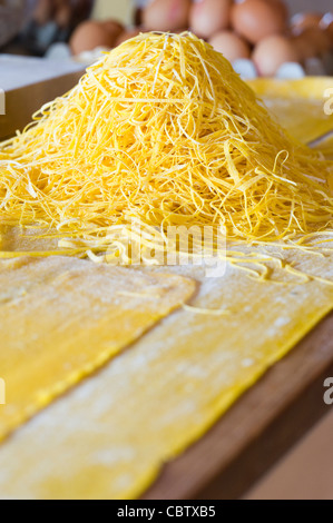 Close up of fresh pasta noodles Stock Photo