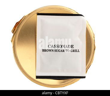 Cassonade sachet of brown sugar to grill Stock Photo