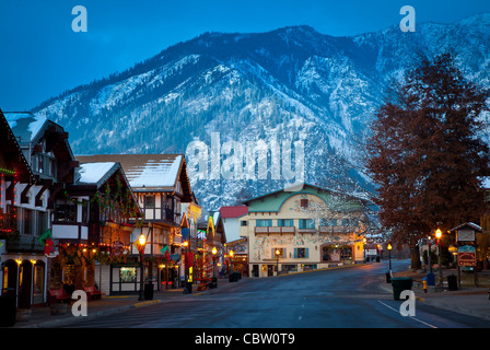 Christmas lights in the western Washington town of Leavenworth Stock Photo