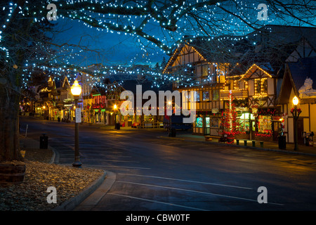 Christmas lights in the western Washington town of Leavenworth Stock Photo