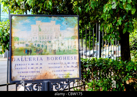 Galleria Borghese sign Rome Italy Stock Photo