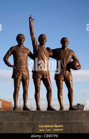 Trinity Three outside Old Trafford, Manchester United Football Ground, Stock Photo