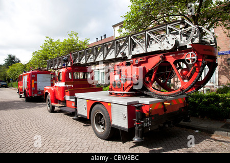 Old fire engine on street in The Netherlands Stock Photo