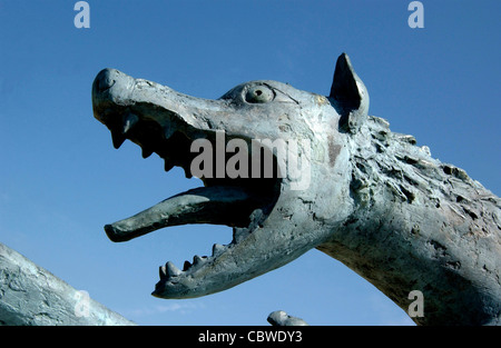 Sculpture of La bete du Gevaudan, Haute Loire, Auvergne, France, Europe Stock Photo