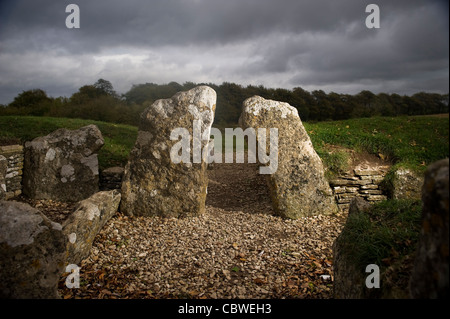 Nympsfield Neolithic Long Barrow near Stroud, Gloucestershire, UK Stock Photo