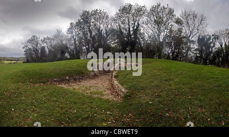 Nympsfield Neolithic Long Barrow near Stroud, Gloucestershire, UK Stock Photo