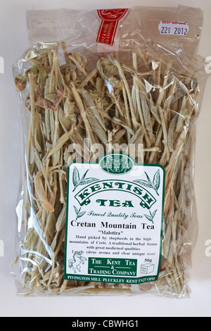 Packet of Kentish Cretan Mountain Tea isolated on white background Stock Photo