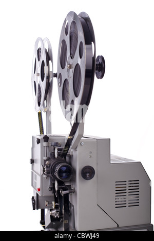 Old film projector isolated on white background Stock Photo - Alamy